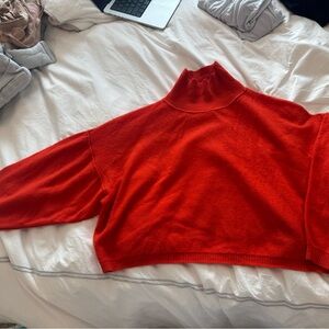 Free People Cashmere Red Cowl Neck Sweater (xs/s)
